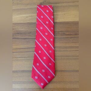 CHICK-FIL-A Logo Neck Tie 100% Silk Team Style by Oobe Striped Red Silver
